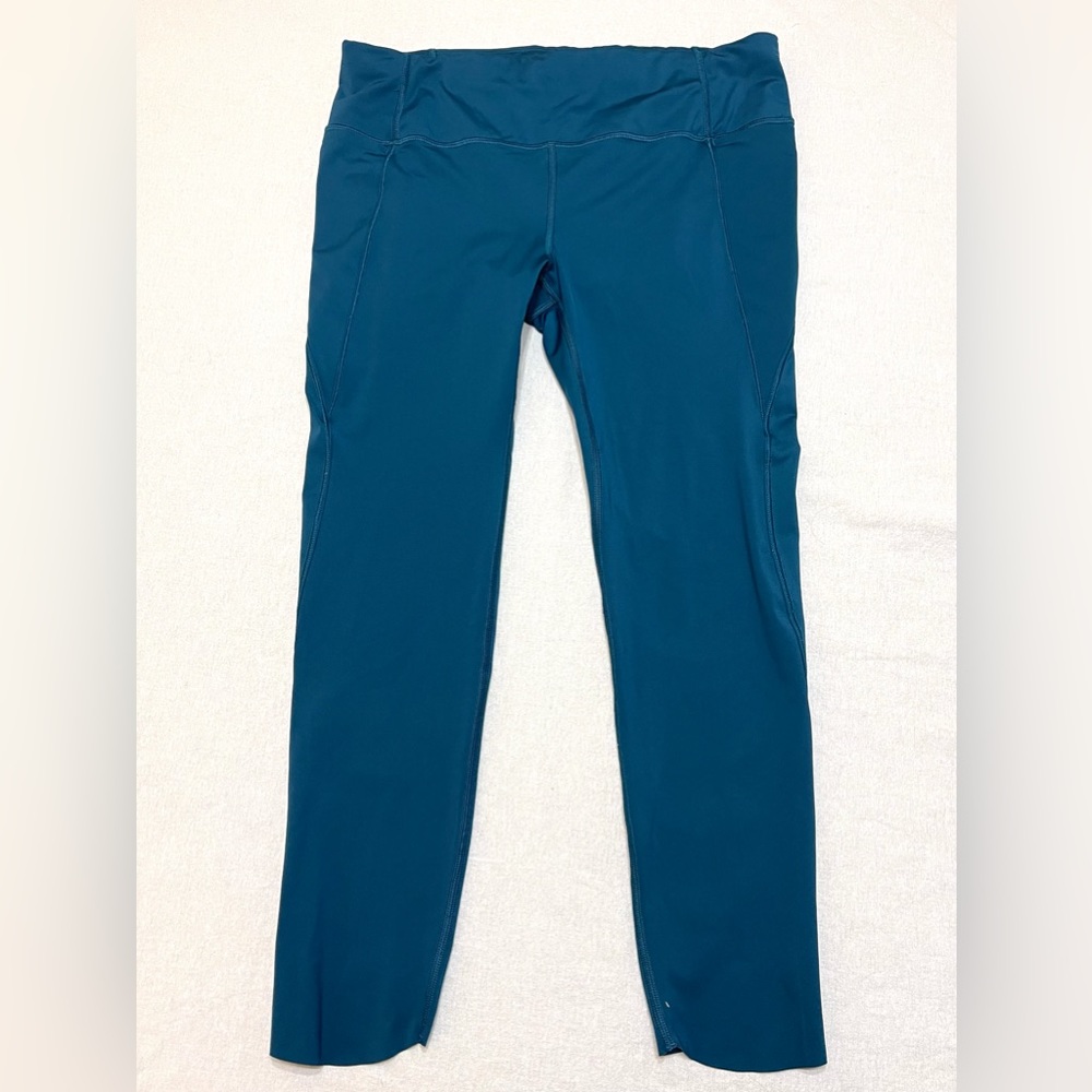 Athleta Legging Cropped Dark Teal Stretch Women Medium High Rise Yoga Run Pants